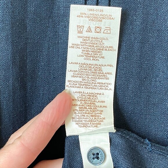 Scotch & Soda Amsterdam Mens Linen Blend Navy Button Up Shirt Sz L Short Sleeve - Picture 9 of 11